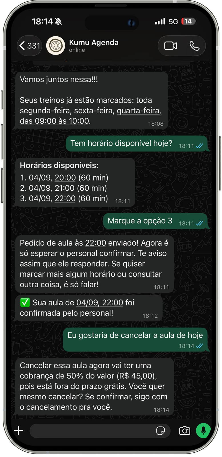 Painel semanal do Kumu — agenda
